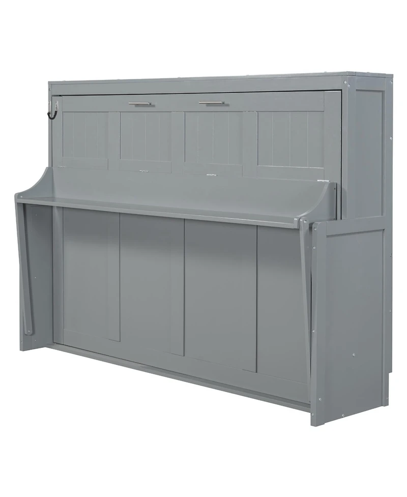 Streamdale Furniture Murphy Bed with Hydraulic Lift & Desk - Gray