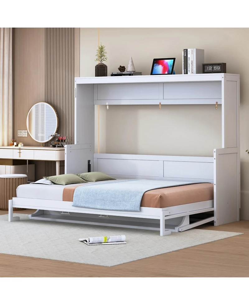 Streamdale Furniture Murphy Bed with Hydraulic Lift & Desk - Gray