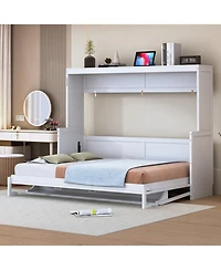 Streamdale Furniture Murphy Bed with Hydraulic Lift & Desk - Gray