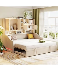 Streamdale Furniture Twin Upholstered Daybed with Led, Storage & Trundle