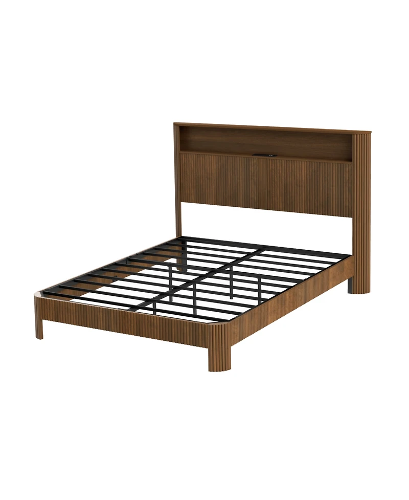 Streamdale Furniture Queen Bed Frame- Storage Headboard, Charging