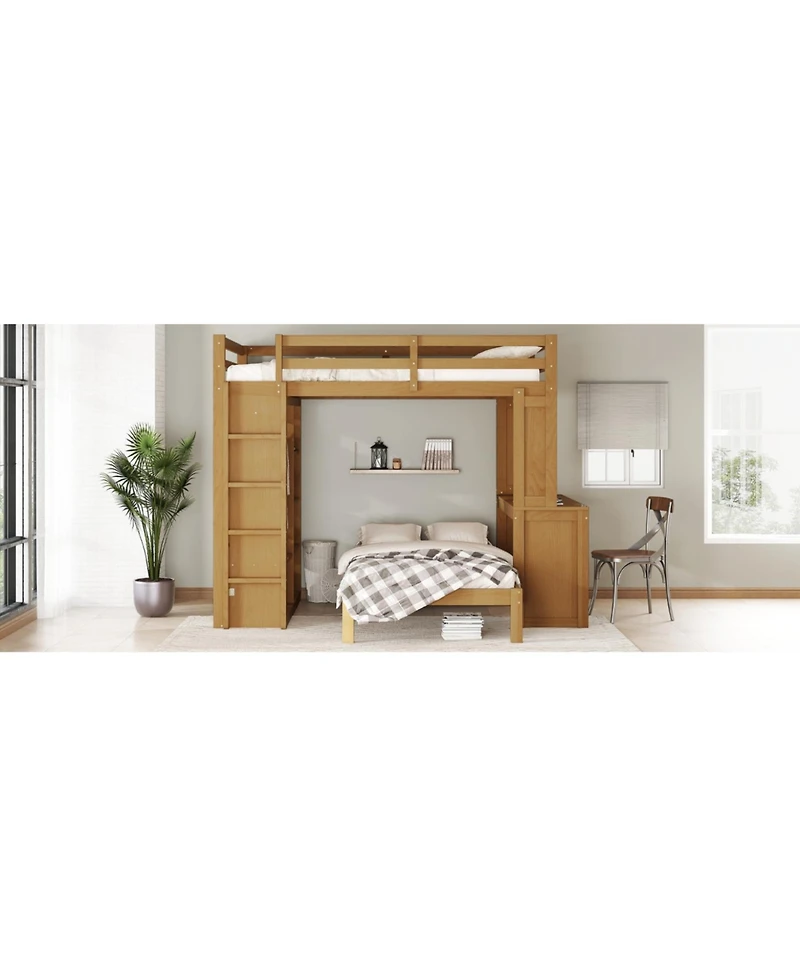 Streamdale Furniture Full Xl/Full Bunk Bed with Desk, Shelves & Wardrobe