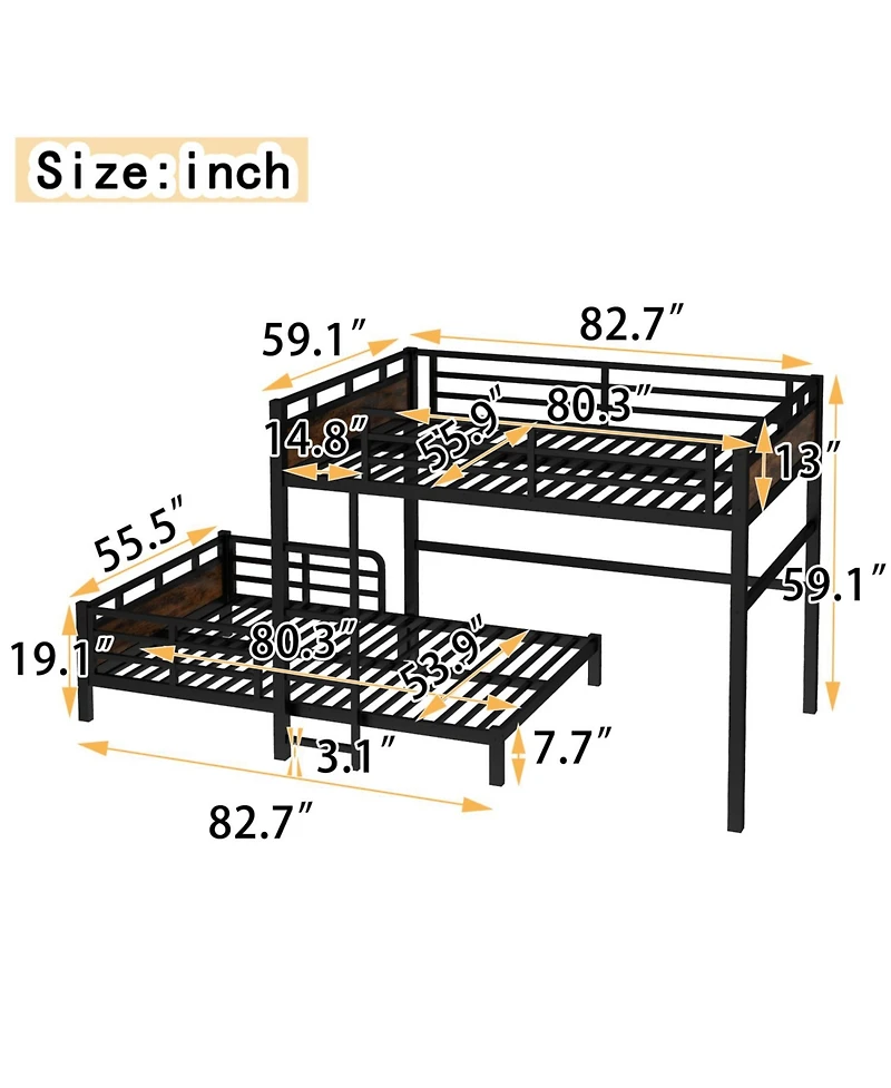 Streamdale Furniture Full Xl Bunk/Loft Bed - Vintage Wood