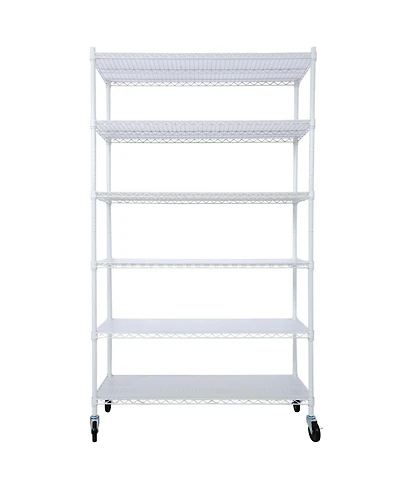 Streamdale Furniture 6-Tier Heavy Duty Metal Shelving Unit w/ Wheels & Liners - 84"H x 48"L x 20"D