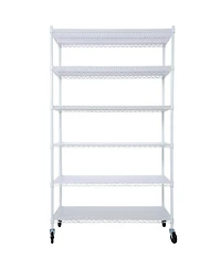 Streamdale Furniture 6-Tier Heavy Duty Metal Shelving Unit w/ Wheels & Liners - 84"H x 48"L x 20"D