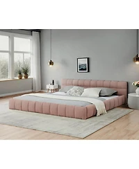 Streamdale Furniture California King Upholstered Platform Bed Frame - Pink