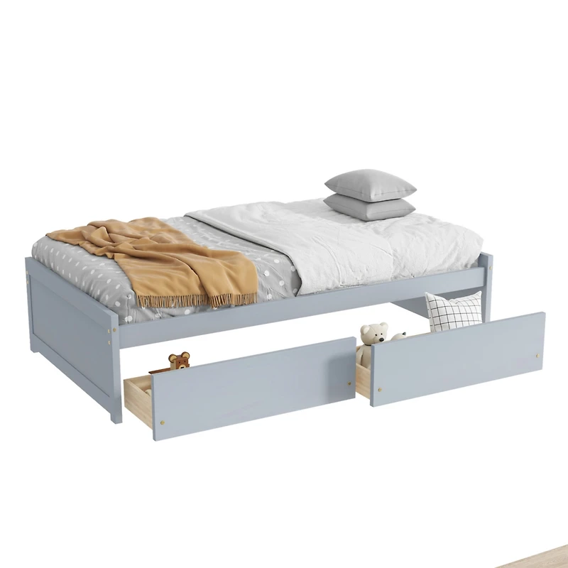 Streamdale Furniture Twin Size Bed with 2 Drawers