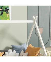 Streamdale Furniture Twin Tent-shaped Floor Bed,Teepee Bed with Guardrails,Slats