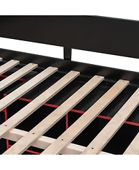 Streamdale Furniture Full Size Wood Loft Bed with Desk Wardrobe Storage & Rgb Lights Red