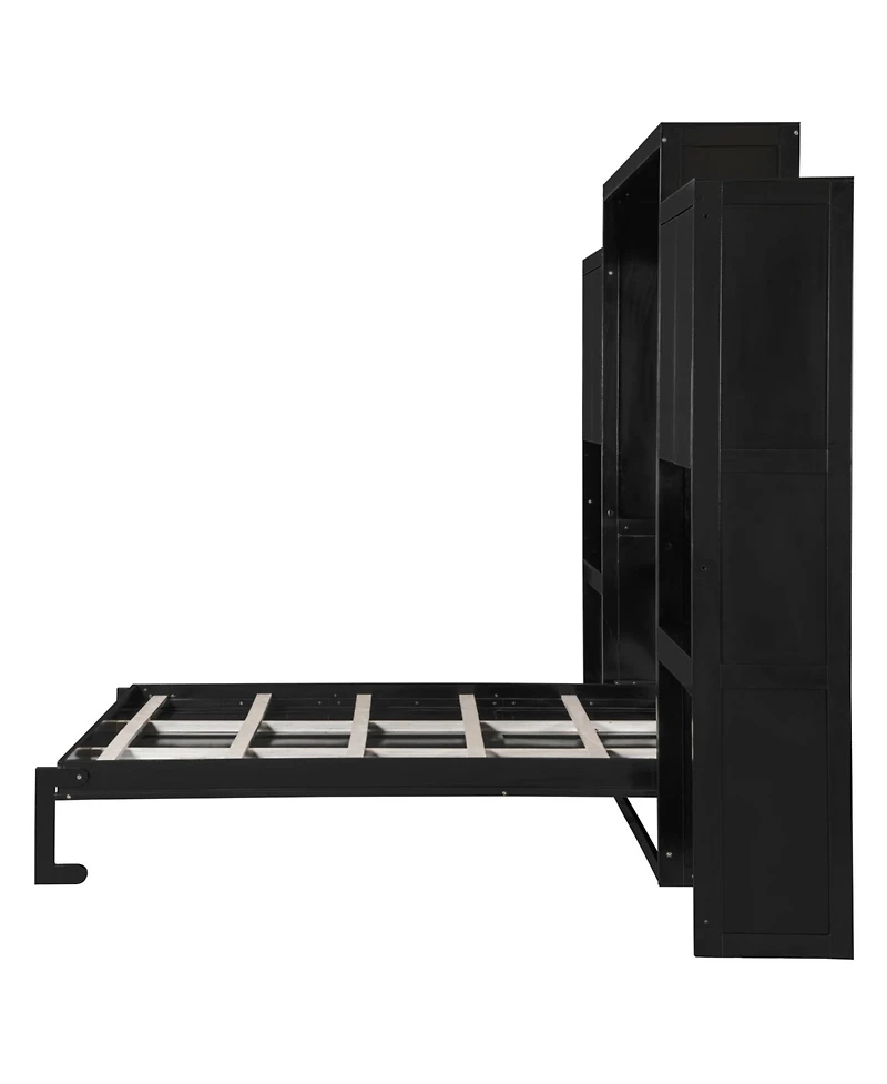 Streamdale Furniture Queen Size Murphy Bed with Desk Vanity and Cabinets Espresso