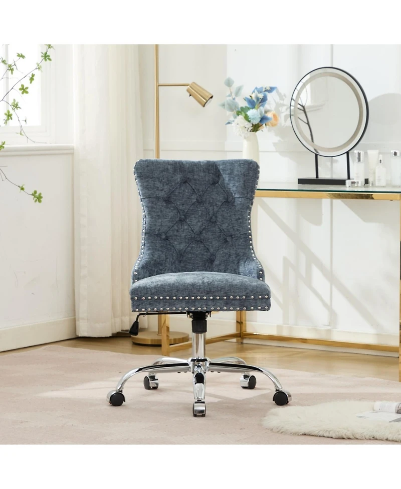 Streamdale Furniture Light Blue Chenille Tufted Office Chair
