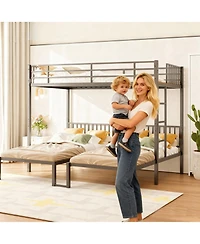 Streamdale Furniture Triple Metal Bunk Bed for Kids - Black, Noise Reduced, Separates into 3 Twin Beds