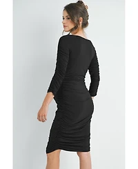 Hello Miz Maternity Bodycon Scoop Neck Side Ruched Dress