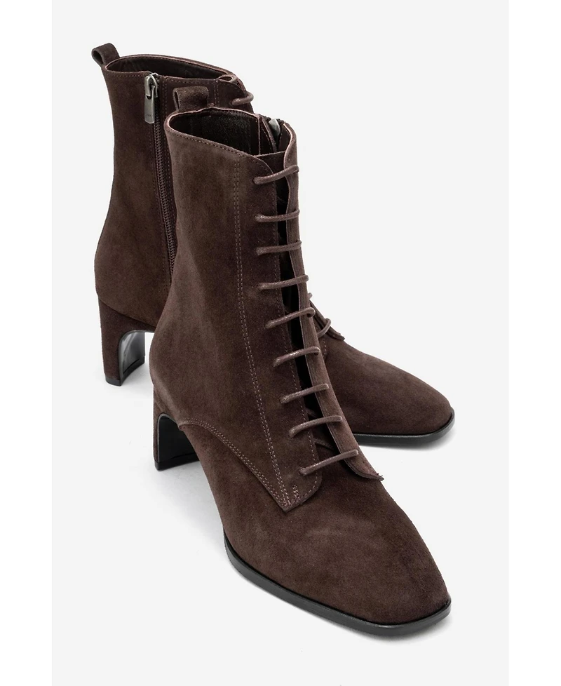 Forever & Always Shoes Women's Sudy Leather Lace Up Boot