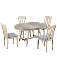 Streamdale Gray 5-Piece Round Dining Table Set with 4 Chairs