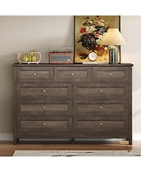 Streamdale Furniture Rustic Wood 9-Drawer Dresser - Brown