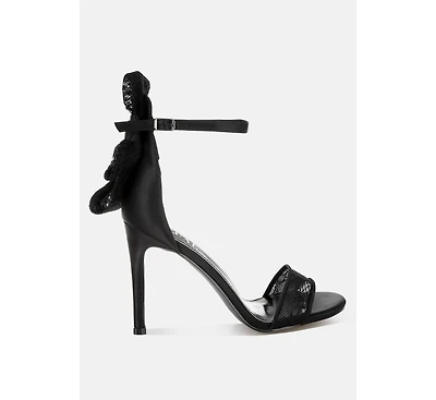 Delancy Bow Detail Lace Stiletto Sandals Women