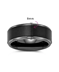 Bling Jewelry Plain Simple Beveled Edge Black Matte Titanium Band Ring 8MM Comfort Fit