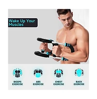 Artudatech Spring Barbell for Home Use, 88lb Adjustable Resistance Arm, Chest & Back Trainer with Steel Spring and Comfort Foam Grips