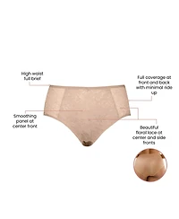 Parfait Women's Luxlacy Lace High-Waist Brief With Light Tummy Control And Extra Coverage Panties