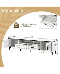 Costway 71" Tv Stand for TVs up to 80" with Open Compartment Side Cabinets & Drawers