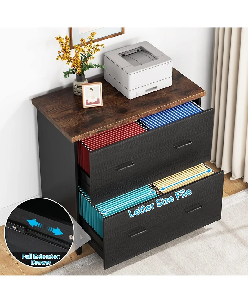 Tribesigns 2-Drawer File Cabinet, Letter Size (Black and Brown)