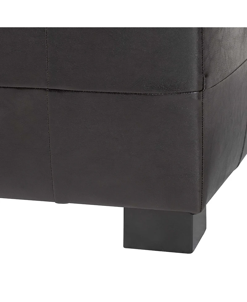Baxton Studio Dark Brown Full Leather Storage Bench Ottoman With Dimples