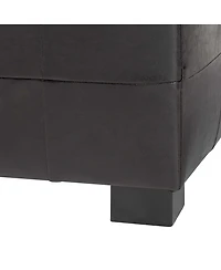 Baxton Studio Dark Brown Full Leather Storage Bench Ottoman With Dimples
