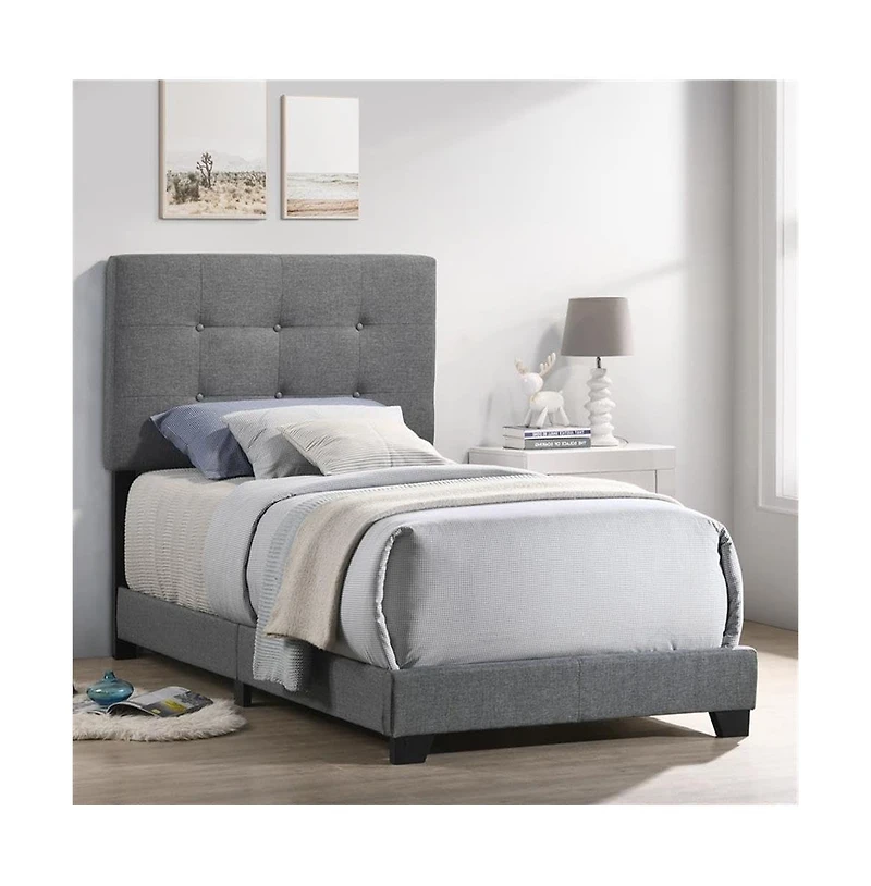 Intercon Addyson Twin Uph Bed in Addyson Gunmetal Fabric