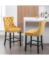 Streamdale Furniture Handcrafted Velvet Barstools with Supportive Backrest