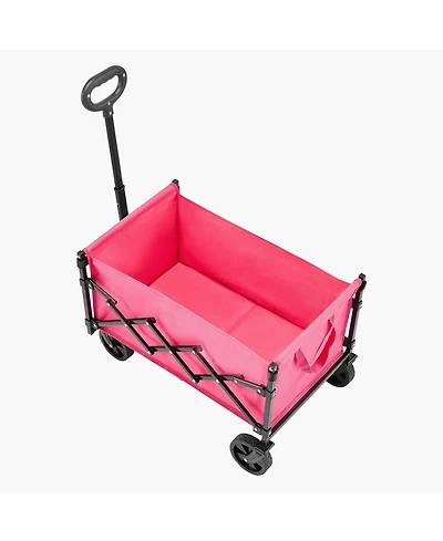 Sugift 120L Pink & Black Folding Wagon with All-Terrain Wheels & Adjustable Handle