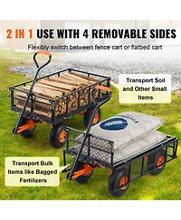 Sugift Metal Utility Wagon with 400 lbs Capacity & Dump Function