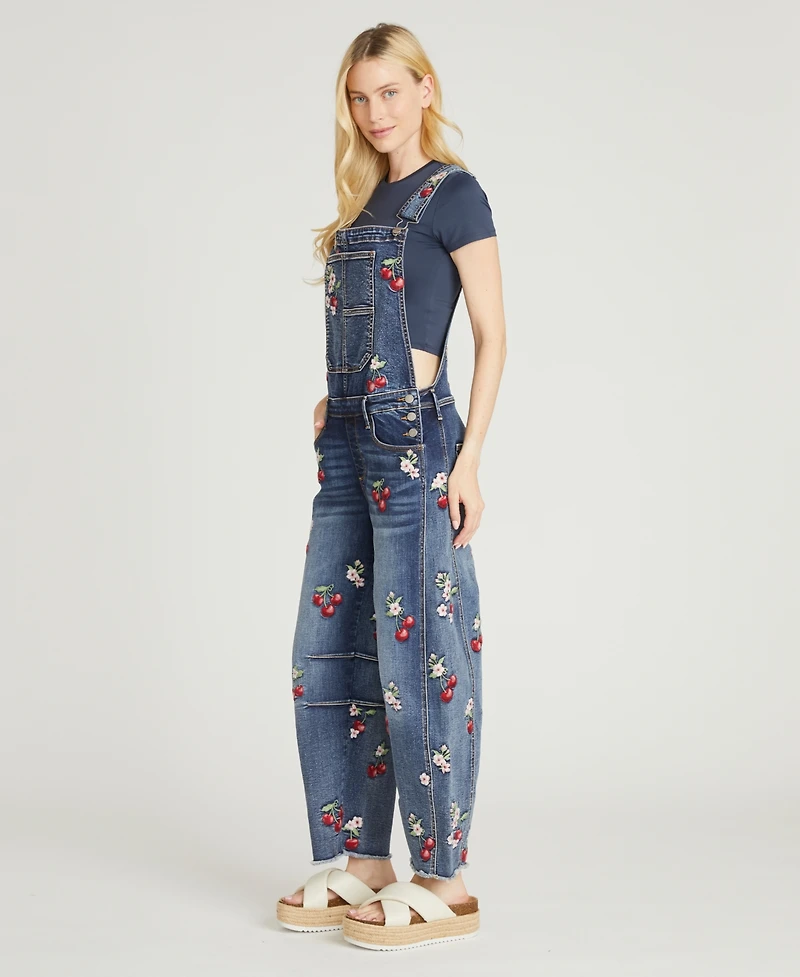 Driftwood Women's Barbara Barrel Cherry Print Overall Jeans