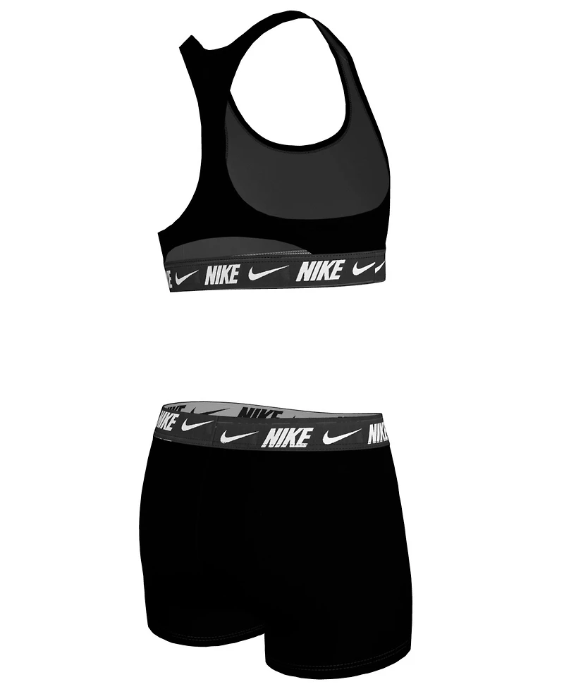 Nike Girls' 7-16 Racerback Swim Bikini Top and Shorts, 2-Piece Set