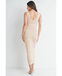 Hello Miz Maternity Ribbed Sleeveless Bodycon Dress with Waist Tie