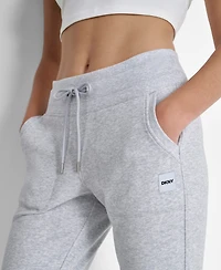 Dkny Women's Tonal Logo Patch Rib Trim Side Pockets Jogger
