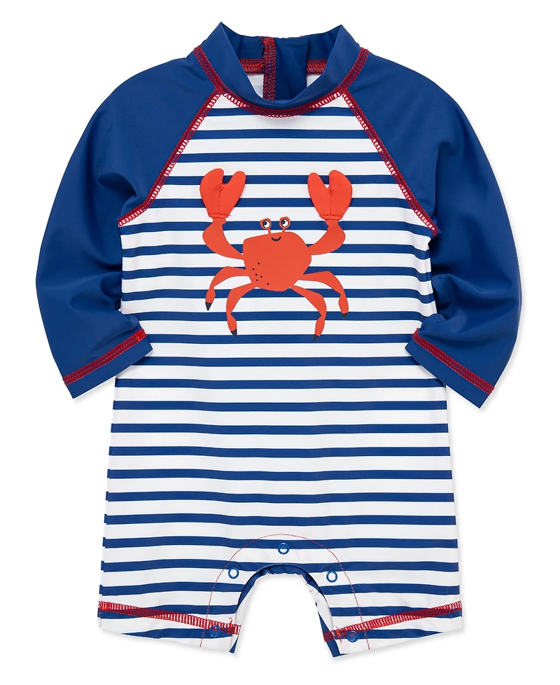 Little Me Baby Boys' Crab Print Long-Sleeve Rash Guard Suit