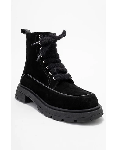 Forever & Always Shoes Mina Leather Combat Boot (Women)