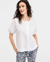 Nautica Jeans Women's Cotton Bow-Trim Top