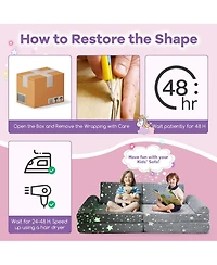 Costway 8 Pcs Modular Kids Play Couch with Handles Machine Washable Covers for Building Fort