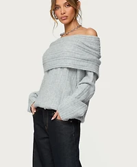 Edikted Womens Kadenna Oversized Off Shoulder Sweater
