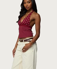 Edikted Women's Ginny Mixed Polka Dot Halter Top