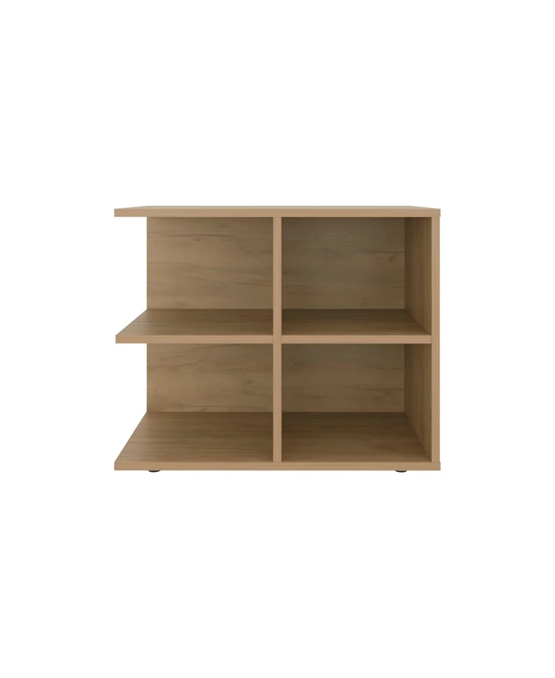 Fm Furniture Angus Side Table with Open Storage and 4 Shelves, Natural Oak
