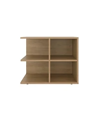 Fm Furniture Angus Side Table with Open Storage and 4 Shelves, Natural Oak