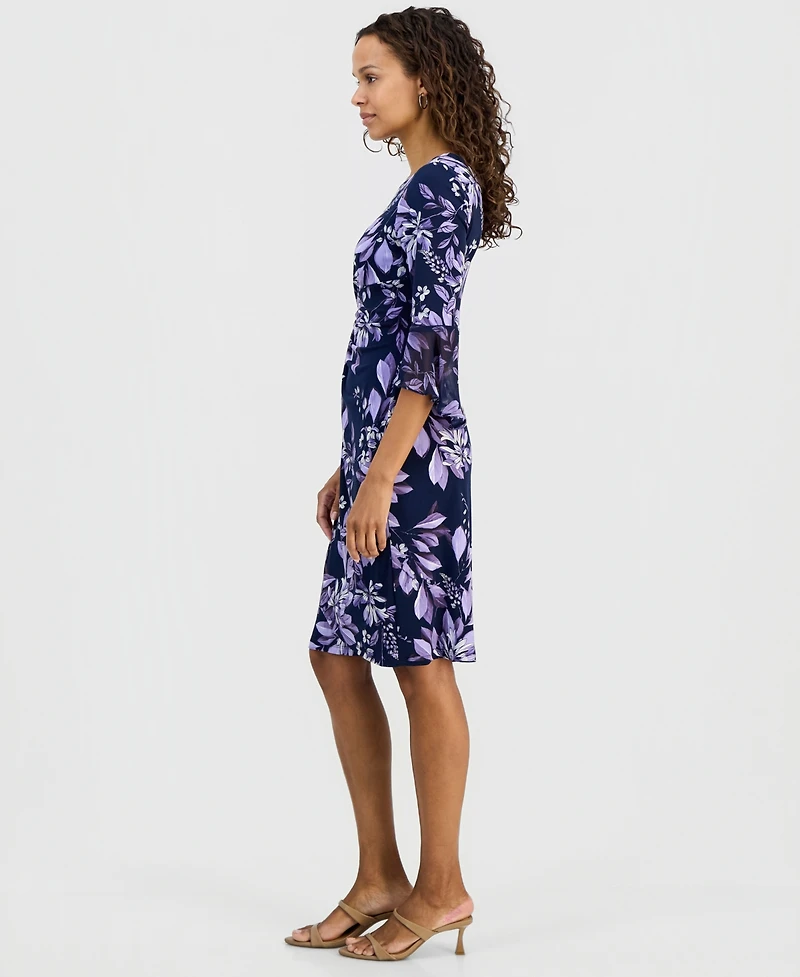 Connected Petite Printed Side Tab Sheath Dress