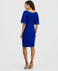 Connected Petite Double Flared-Sleeve Bar-Trim Dress