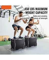 Sugift 3-in-1 Plyo Jump Box 24/20/16" Wooden Agility Training Box