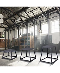 Sugift Plyo Jump Box Set 12/18/24" Agility Training Box Black