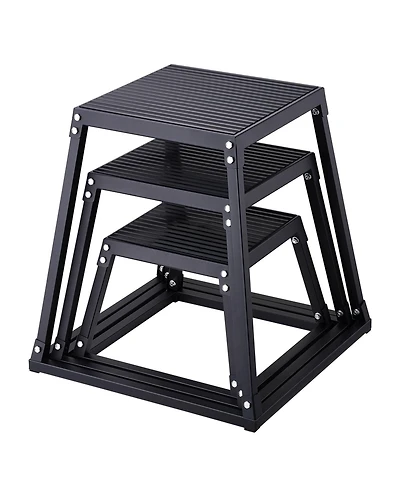 Sugift Plyo Jump Box Set 12/18/24" Agility Training Box Black