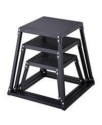 Sugift Plyo Jump Box Set 12/18/24" Agility Training Box Black